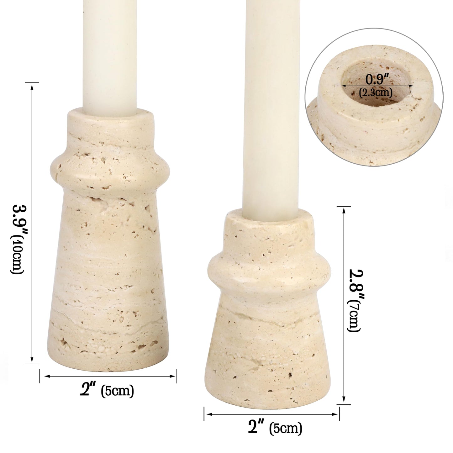 Vixdonos Marble Candle Holder Set of 2 Taper Candle Candlestick Mantle Candle Stand for Home Decor,Wedding,Party and Table Centerpieces(Brown)