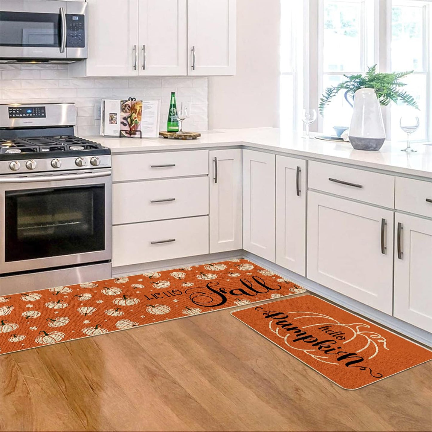 VAKADO Fall Outdoor Welcome Door Mat for Front Door Entrance Classroom Farmhouse Doormat Non-Slip Rubber Backing Autumn Entrance Rug Easy to Clean 17x29 Inch,Black White Buffalo Check Plaid