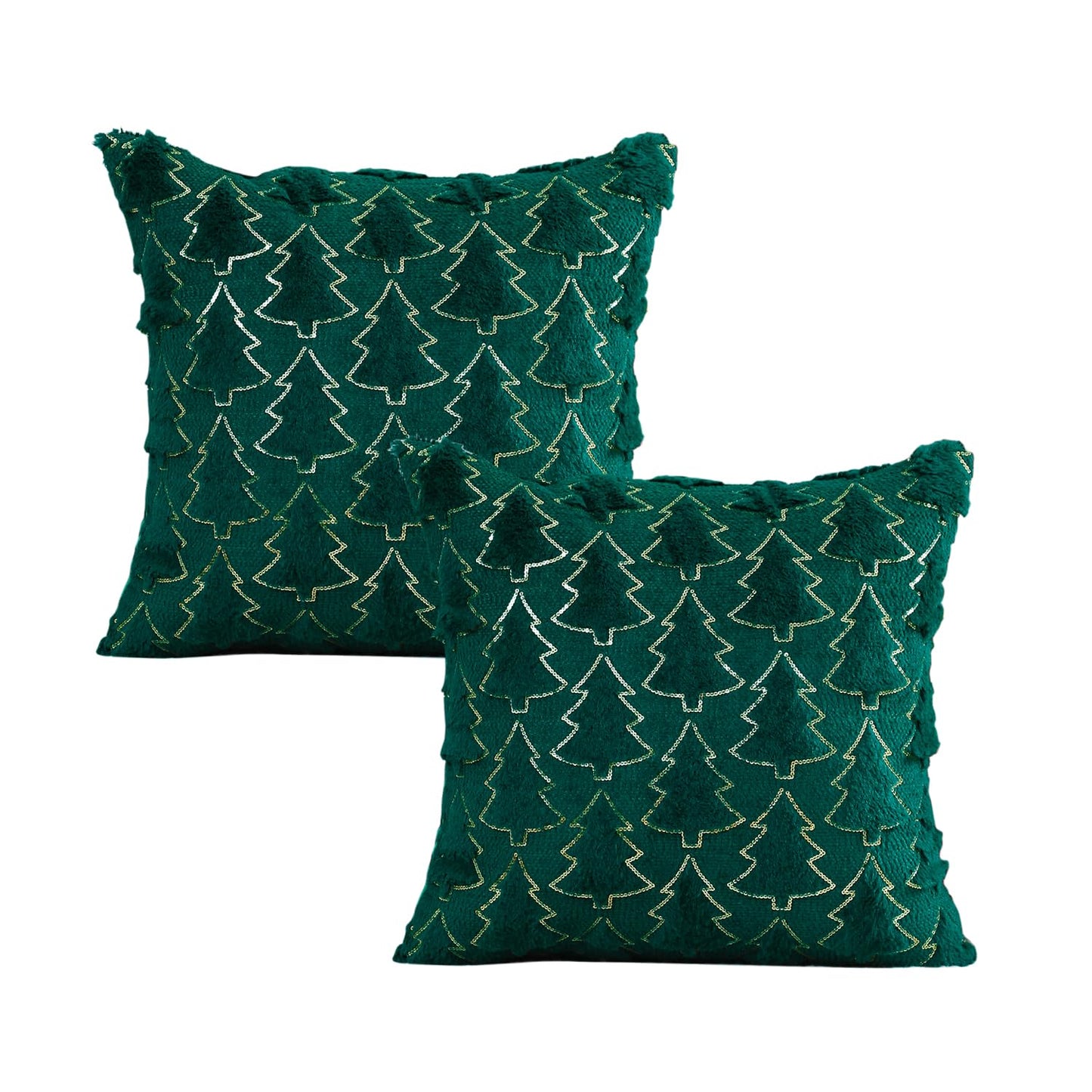 VAKADO Christmas Throw Pillow Covers 18x18 Set of 2 Embroidered Decorative Xmas Couch Cushion Cases Holiday Soft Home Decor for Bedroom Sofa Chair Porch Winter, Cream