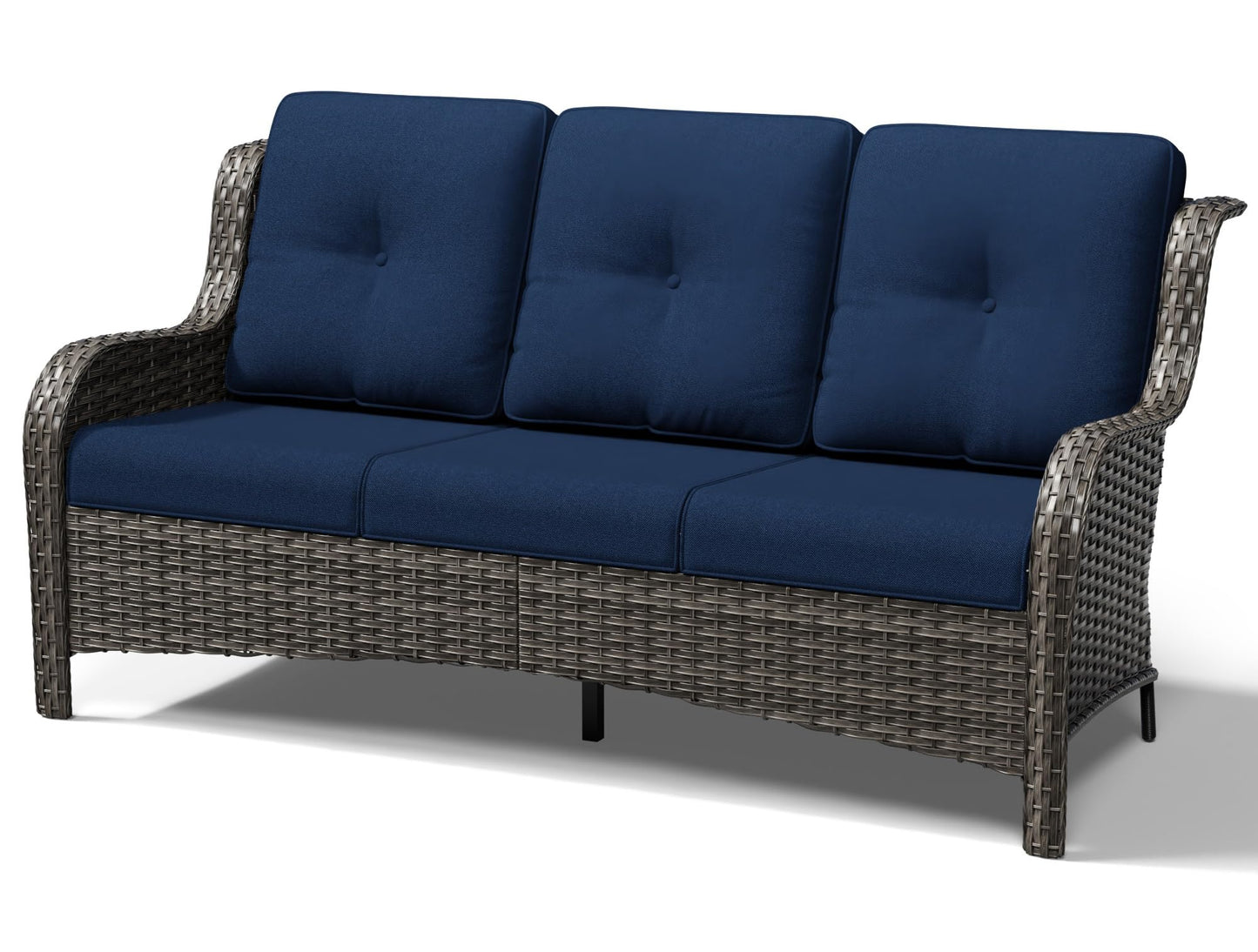 Joyside Outdoor Patio Couch, 3 Seater Outdoor Wicker Sofa with High Back, Deep Seating, Wide Armrest, Thickened Cushions, Patio Sofa for Deck, Porch Use
