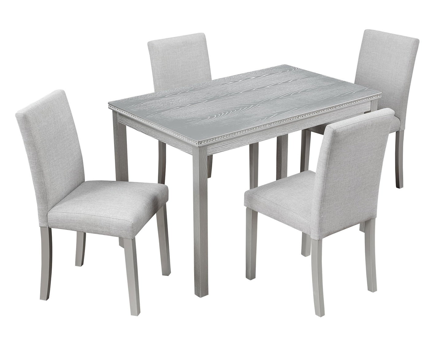 LKTART 6 Piece Kitchen Dining Set, 58.5" Rectangular Wooden Dinner Table with 4 Upholstered Chairs and a Bench for Living Room, Home Bar and Kitchen, Walnut