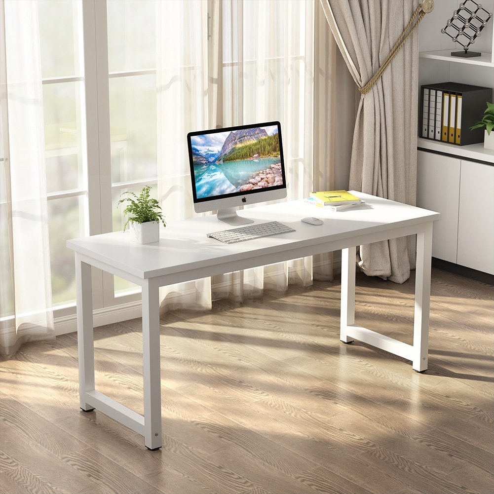 Tribesigns Modern Simple Computer Desk, 47 inch Vintage Office Desk Computer Table, Study Writing Study Desk Workstation for Home Office, Rustic Brown