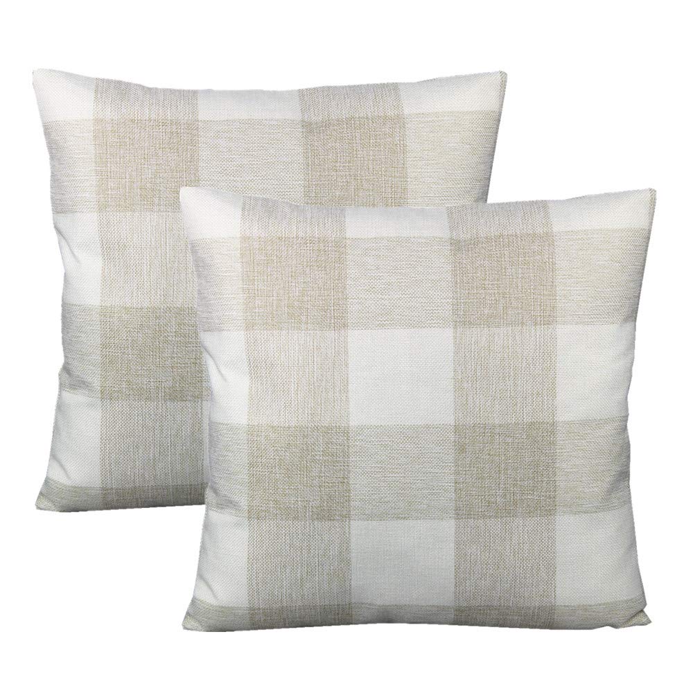 VAKADO Outdoor Farmhouse Buffalo Plaids Throw Pillow Covers 18x18 Set of 2 Black White Decorative Classroom Front Porch Classic Decor Retro Boho Cushion Cases Fall Home Rustic Check for Couch Patio