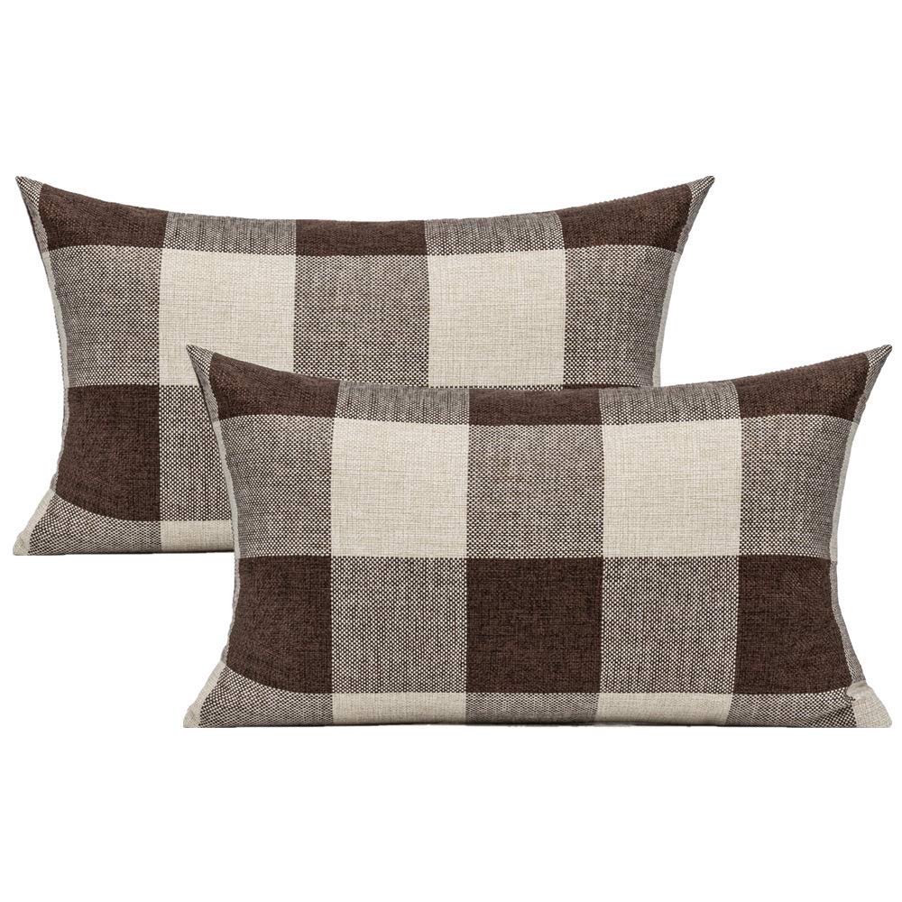 VAKADO Outdoor Farmhouse Buffalo Plaids Throw Pillow Covers 18x18 Set of 2 Black White Decorative Classroom Front Porch Classic Decor Retro Boho Cushion Cases Fall Home Rustic Check for Couch Patio