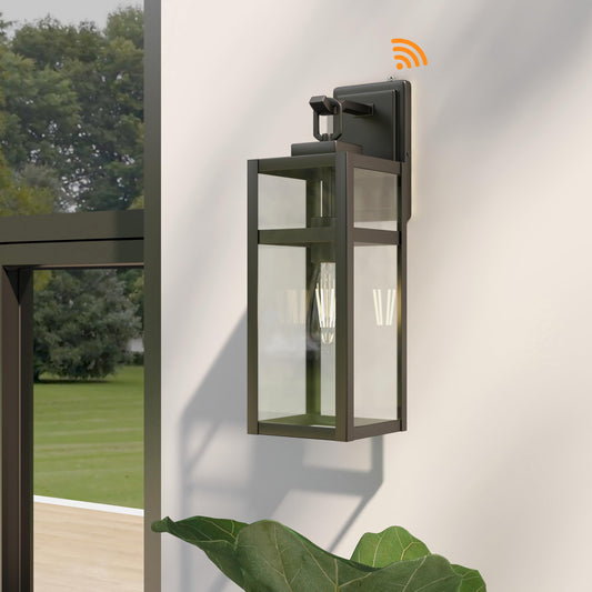 18 Inch Outdoor Wall Light Fixtures, Waterproof Exterior Light Fixtures, Modern Wall Lanterns with Clear Glass Shades, Porch Sconces Lighting for Patio Front Door Entryway Garage, E26 Sockets, 2-Pack