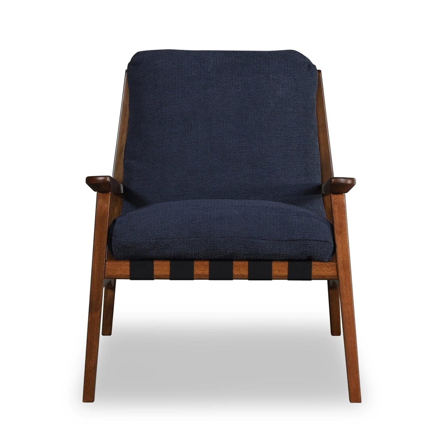 Grain Wood Furniture Solid Wood Mid Century Lounge Chair with Stone Gray Cushions