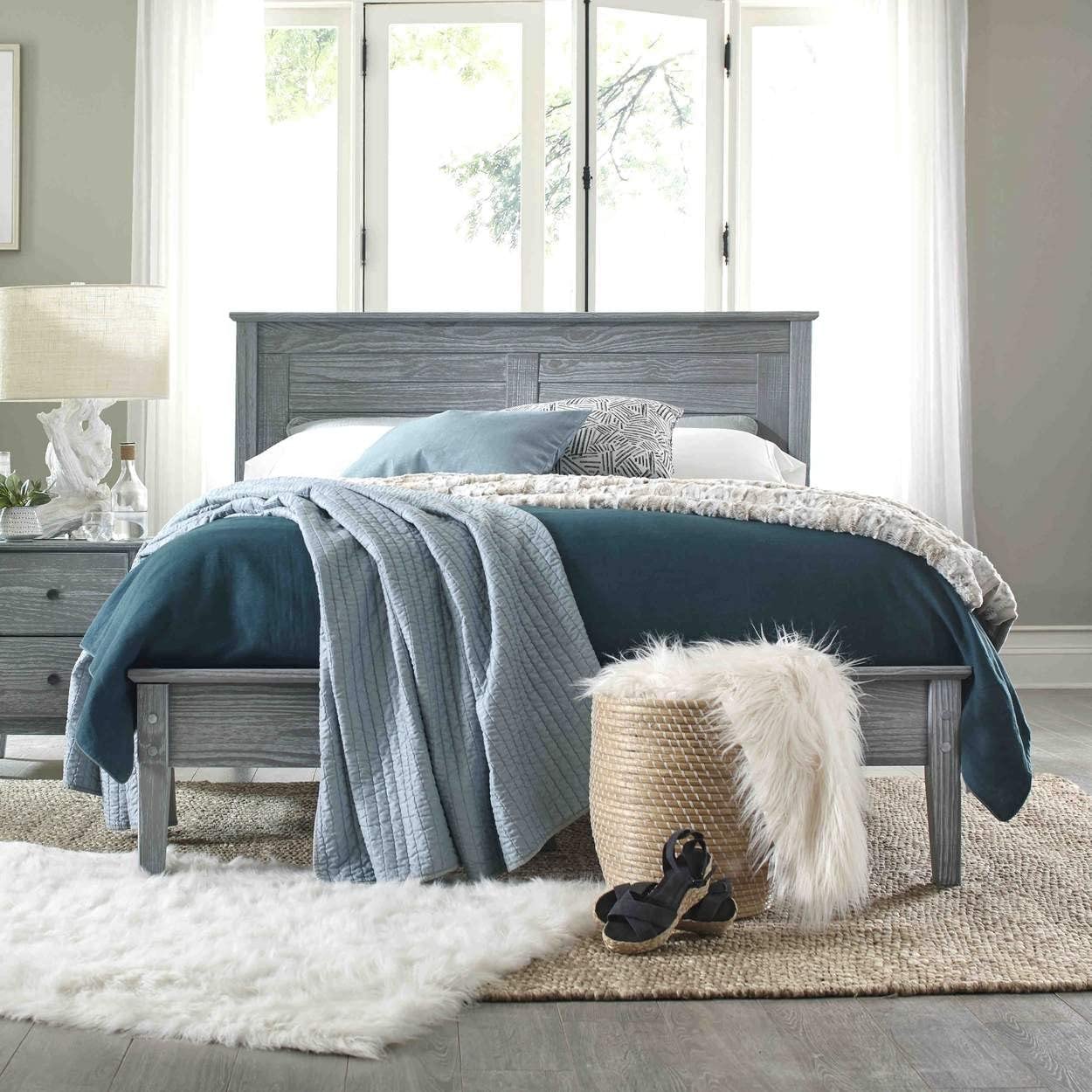 Grain Wood Furniture Greenport Solid Wood Platform Bed, Full Size, Brushed Walnut