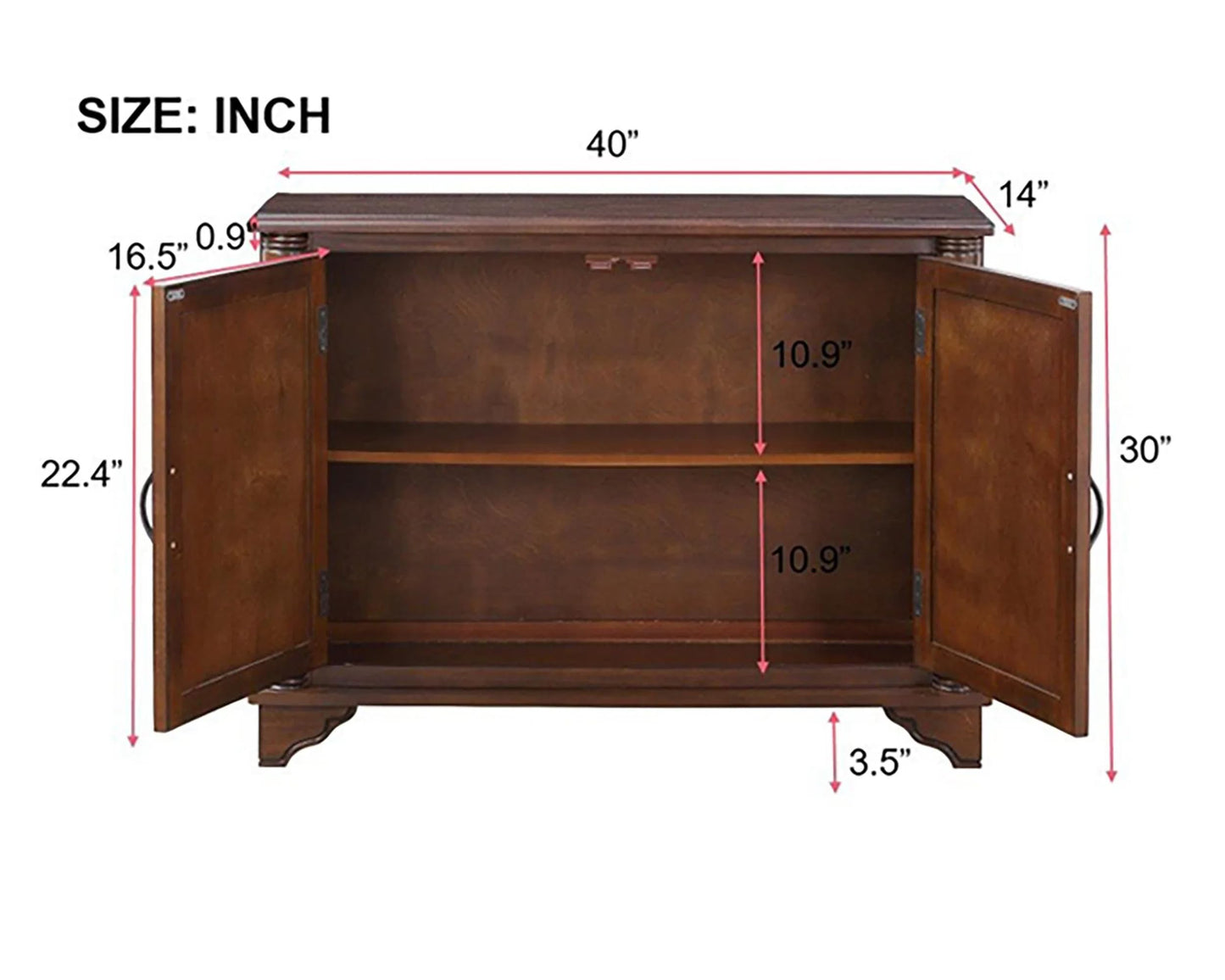 LKTART 65" Mid Century Sideboard Buffet Cabinet with Solid Wood Legs,Accent Storage Cabinet Credenza with 4 Doors for Living Room,Entryway,Kitchen(Walnut)
