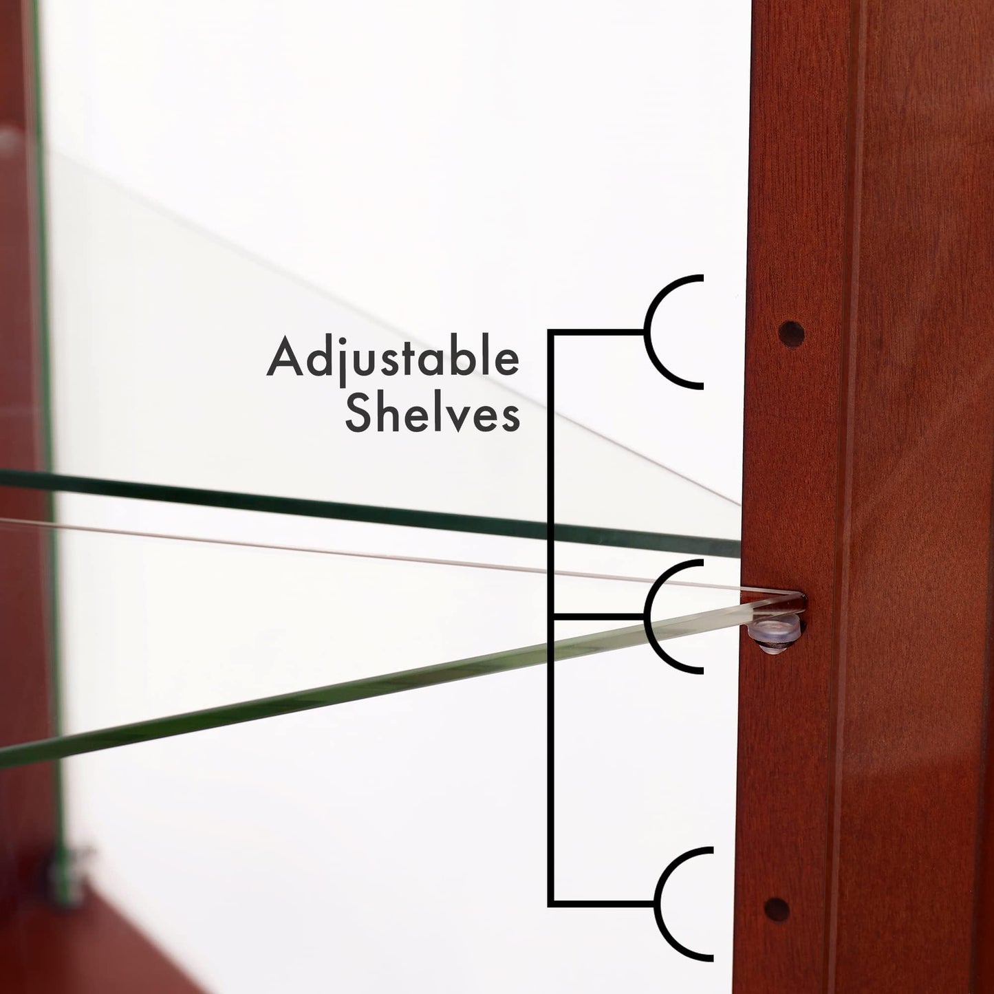 LKTART Corner Storage Cabinet,Glass Display Cabinet with Lights,Corner Curio Cabinet with Tempered Glass Doors and Shelves(70.5" T x15.4 D x 21.7" W Walnut)