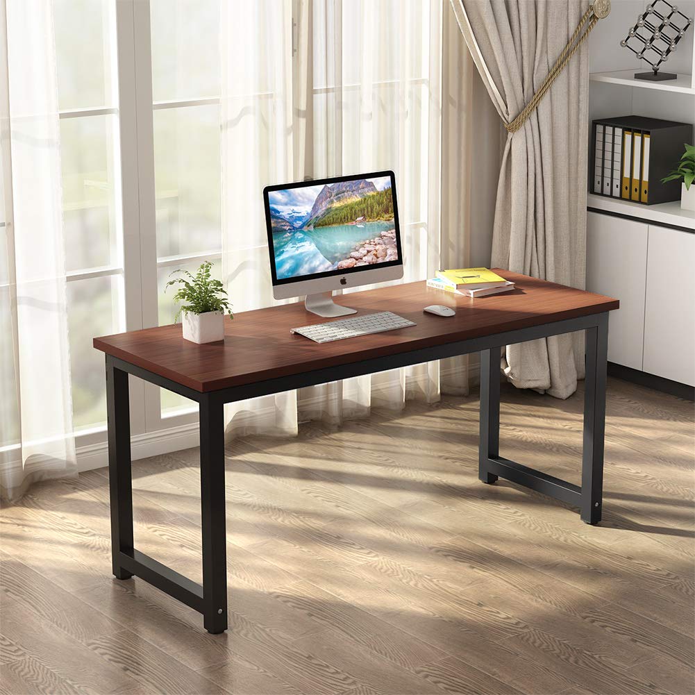 Tribesigns Modern Simple Computer Desk, 47 inch Vintage Office Desk Computer Table, Study Writing Study Desk Workstation for Home Office, Rustic Brown