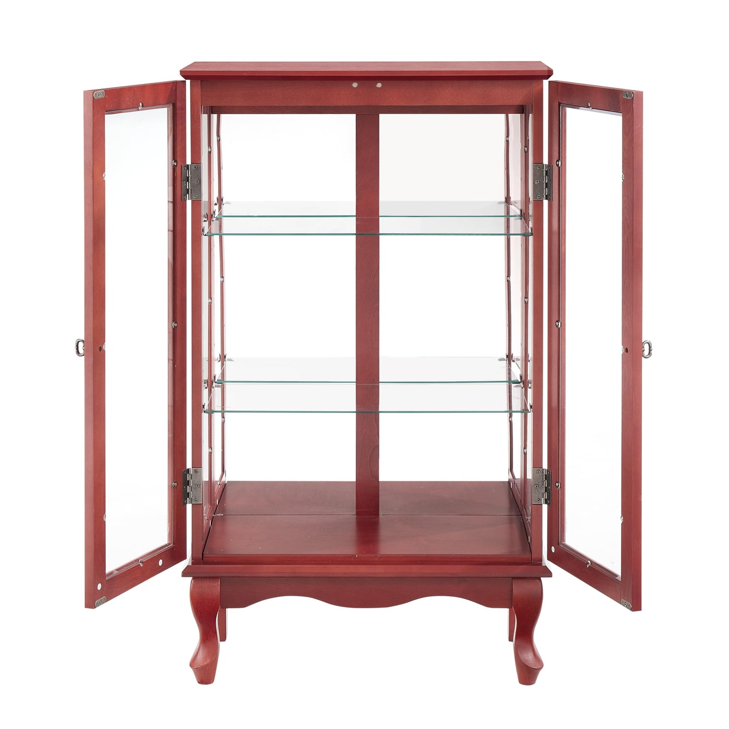 LKTART Curio Glass Display Cabinet,Storage Cabinet with Lights and Mirrored Back Panel,China Cabinet with Tempered Glass Doors and Shelves,Collectible Display Shelf,Included Bulb White