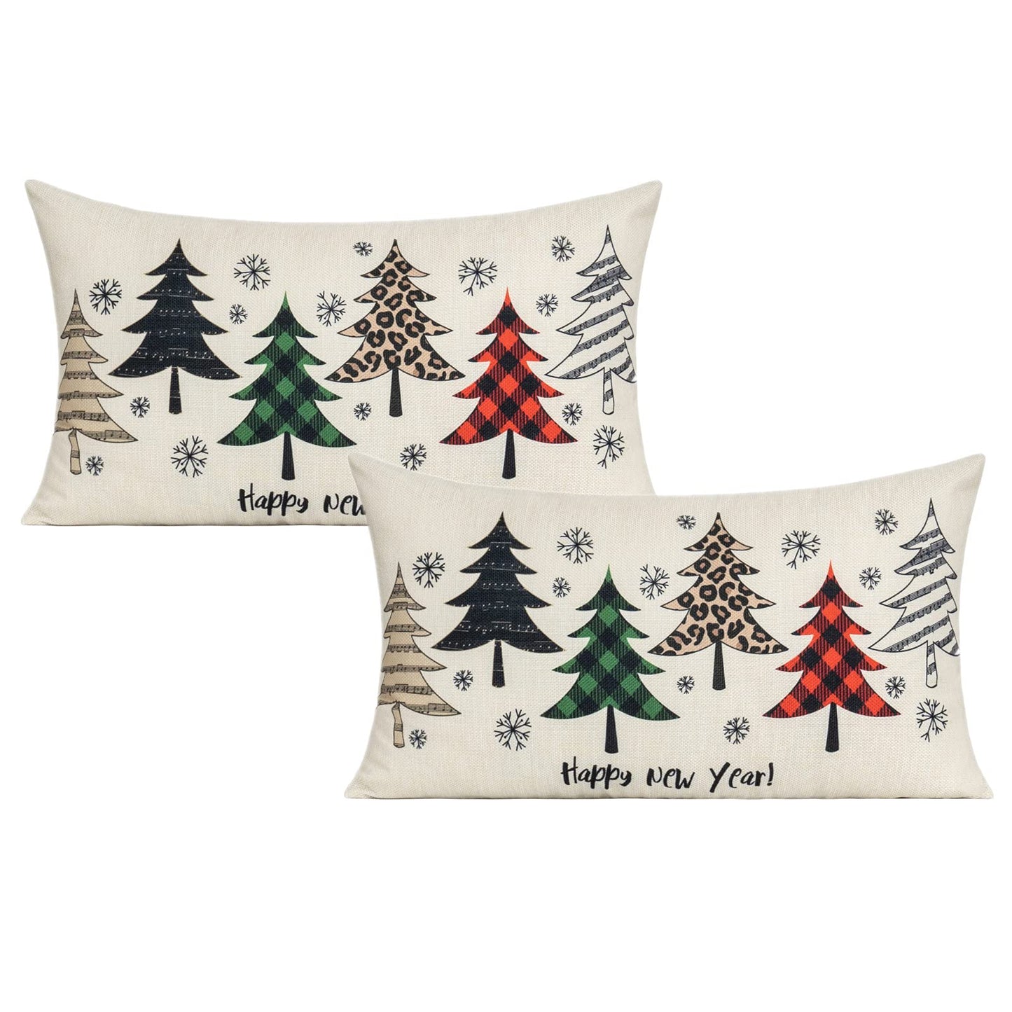 VAKADO Christmas Throw Pillow Covers Decorations Outdoor 18x18 Set of 4 Farmhouse Buffalo Check Xmas Red Deer Cushion Cases Winter Living Room Snow Holiday Home Decor for Couch Porch Indoor Navidad