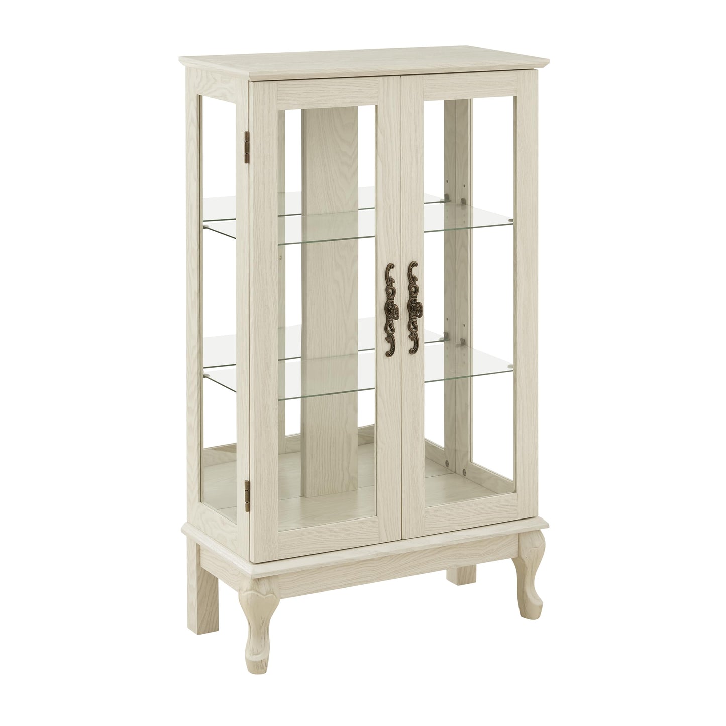 LKTART Curio Glass Display Cabinet,Storage Cabinet with Lights and Mirrored Back Panel,China Cabinet with Tempered Glass Doors and Shelves,Collectible Display Shelf,Included Bulb White
