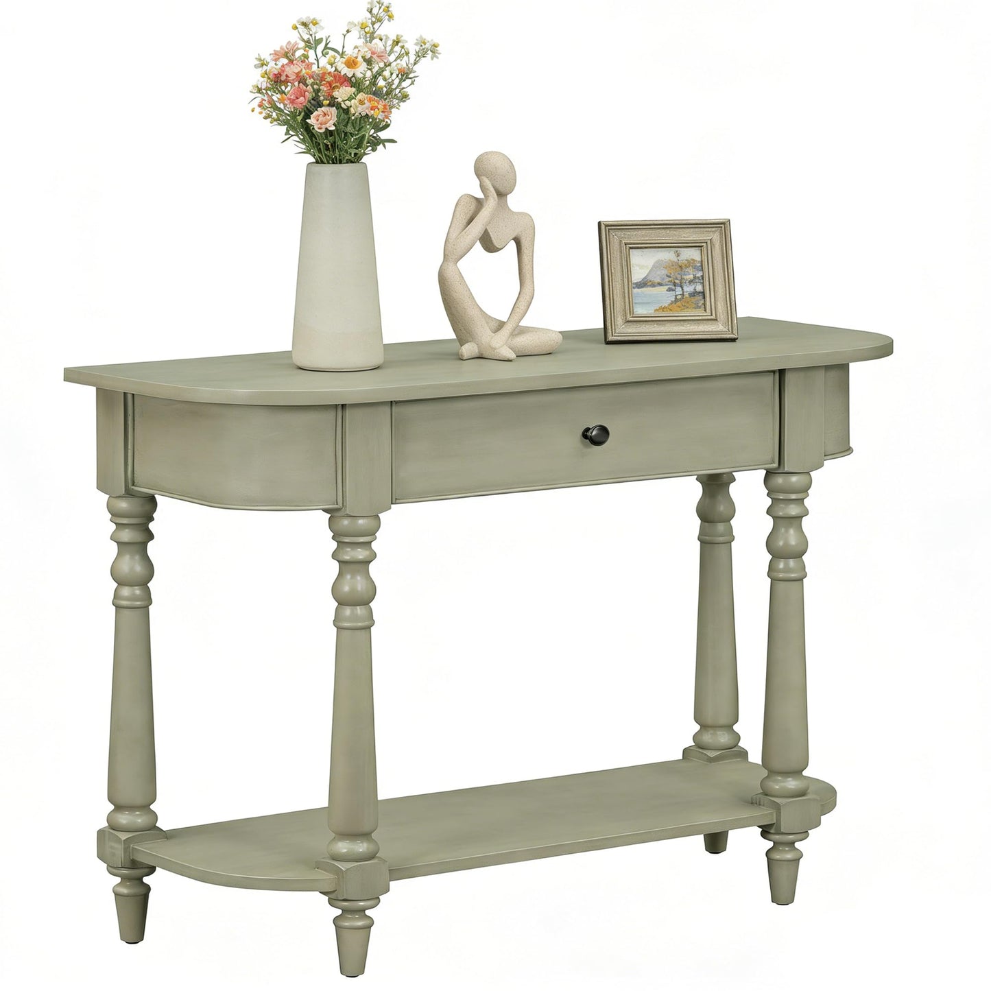 LKTART Small Solid Wood Sofa Table,Console Table with Drawers and Bottom Shelf, Entryway Hallway Foyer Entry Table for Living Room(23.7" Natural)