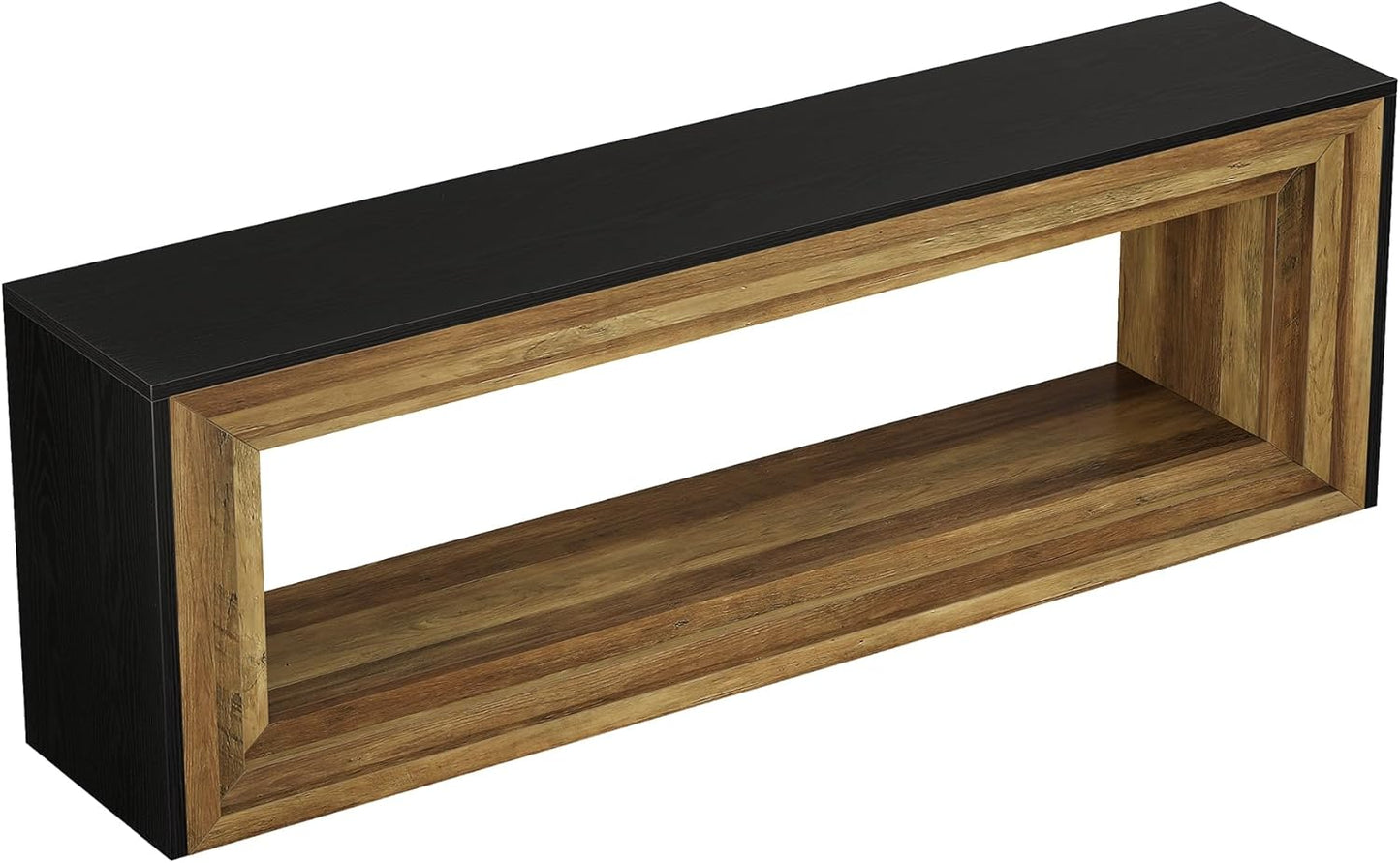 Tribesigns 2-Tier TV Stand for 75 Inch TV, 63" Entertainment Center with Storage Shelf, Farmhouse Media Cabinet, Console Table Behind Sofa, Television Stands for Living Room, Bedroom, Brown & Black