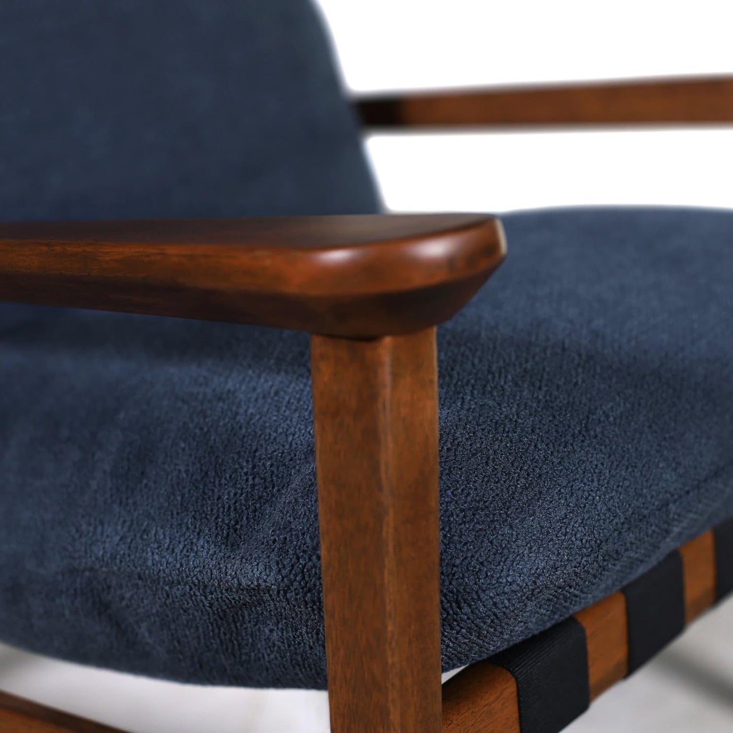 Grain Wood Furniture Solid Wood Mid Century Lounge Chair with Stone Gray Cushions