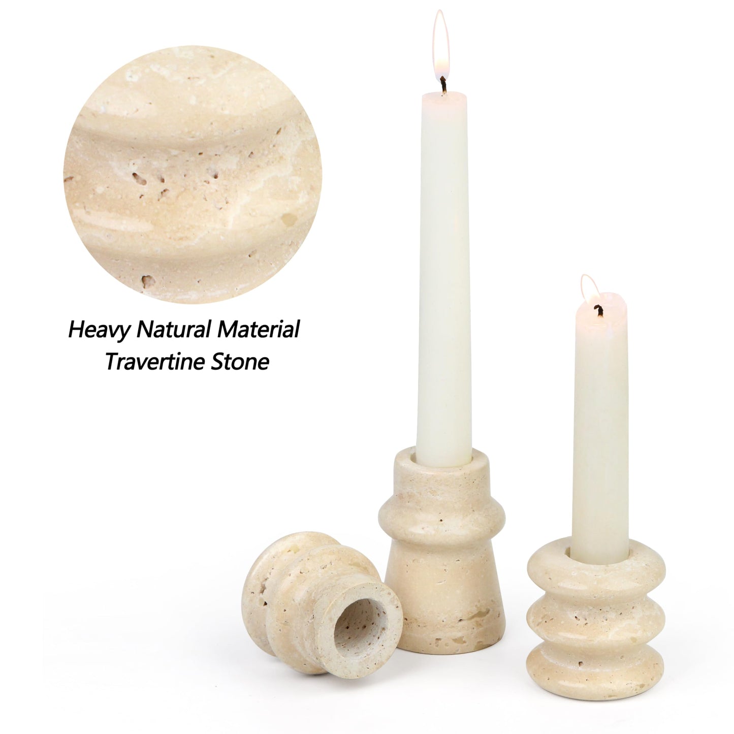 Vixdonos Marble Candle Holder Set of 2 Taper Candle Candlestick Mantle Candle Stand for Home Decor,Wedding,Party and Table Centerpieces(Brown)