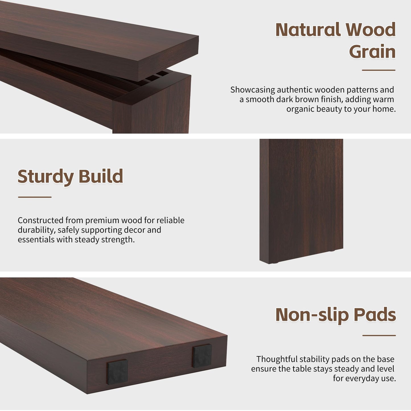 Epecoya Console Tables for Entryway 63-Inch, Wooden Sofa Tables Narrow Long Behind Couch Farmhouse, Modern Entryway Tables Rectangular for Entrance, Home, Living Room, Natural Brown