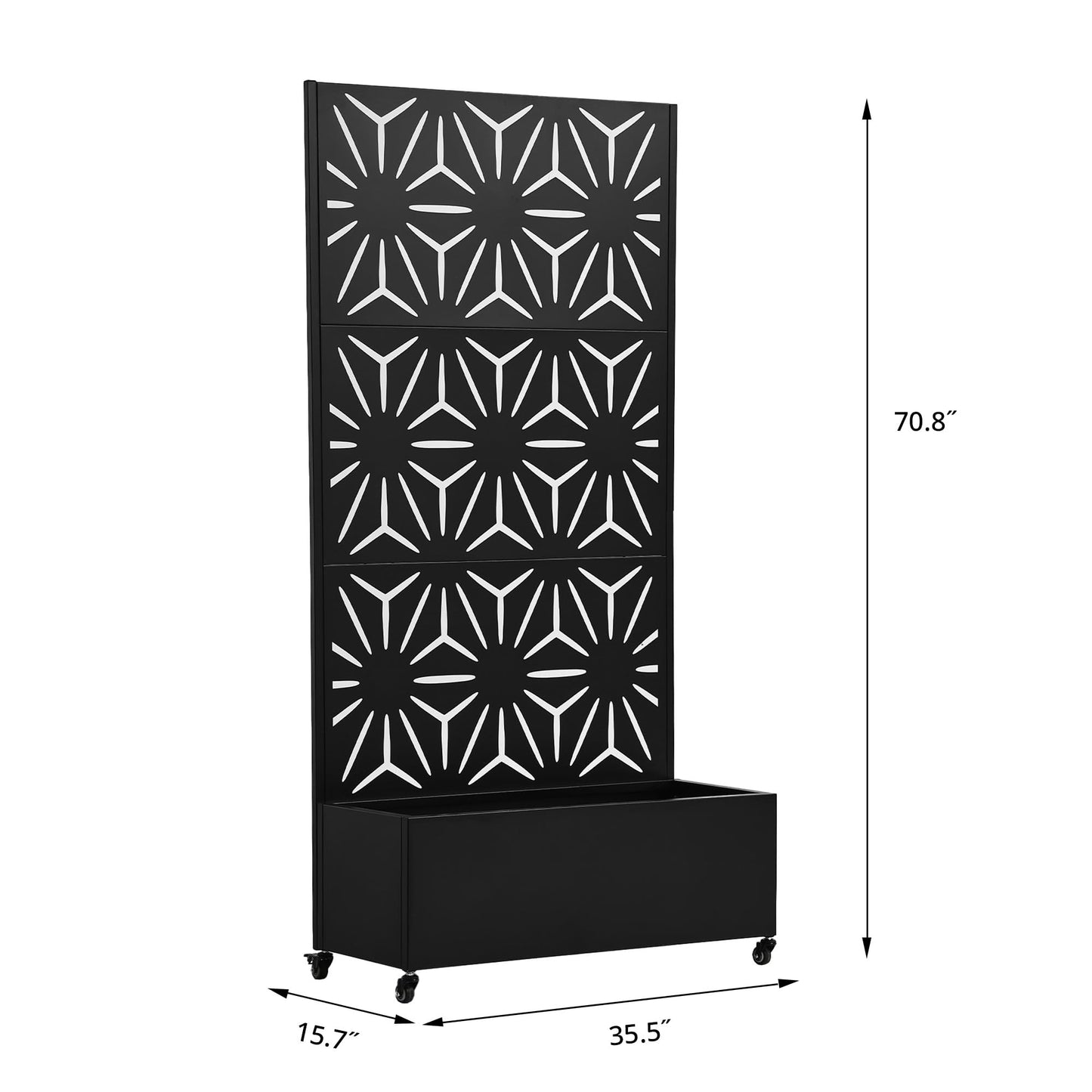 Metal Raised Garden Bed with Trellis and Wheels, 71"x47"x16" Planter Box with Privacy Screen & Drainage Holes, Arched Outdoor Garden Bed for Climbing Plants, Vegetables, Flowers (Black-Square)