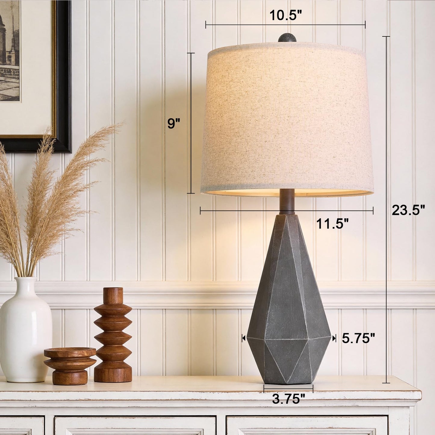 PoKat 23.5'' Table Lamps Set of 2 for Bedroom, Farmhouse Nightstand Lamps for Living Room, Rustic Bedside Lamps with Linen Lampshade for Side Table Office Hallway Entryway Dark Wood-Like (Brown)