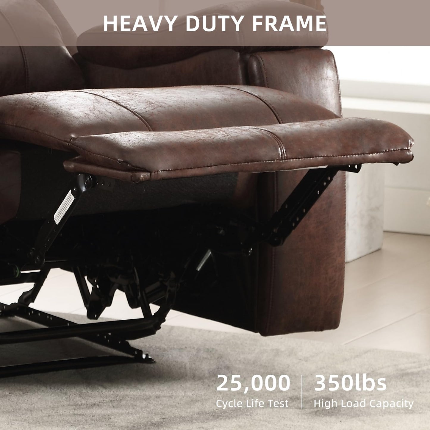 IOMOR Leather Recliner Chair, Manual Recliner Chair for Adults with Overstuffed Arms and Back, Single Sofa Recliner with Cup Holders for Living Room (1, Brown)