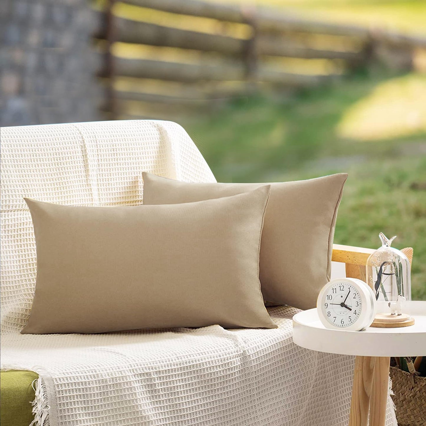VAKADO Outdoor Waterproof Throw Pillow Covers 18X18 Set of 2 Decorative Green Patio Furniture Summer Cushion Cases Outside Decor for Couch Garden Bench Porch
