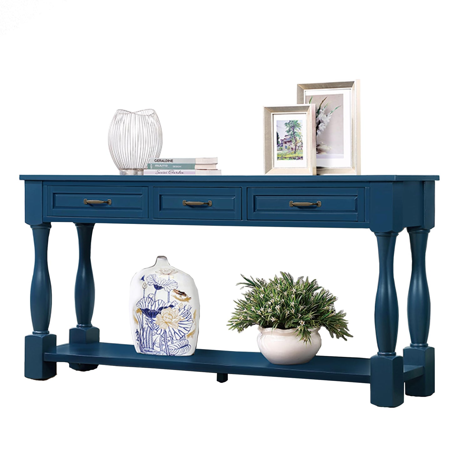 LKTART Solid Wood Console Table for Entryway,Long Sofa Table with 3 Drawers and Bottom Shelf for Hallway,Foyer,Entry,Easy Assembled (63" Light Espresso)