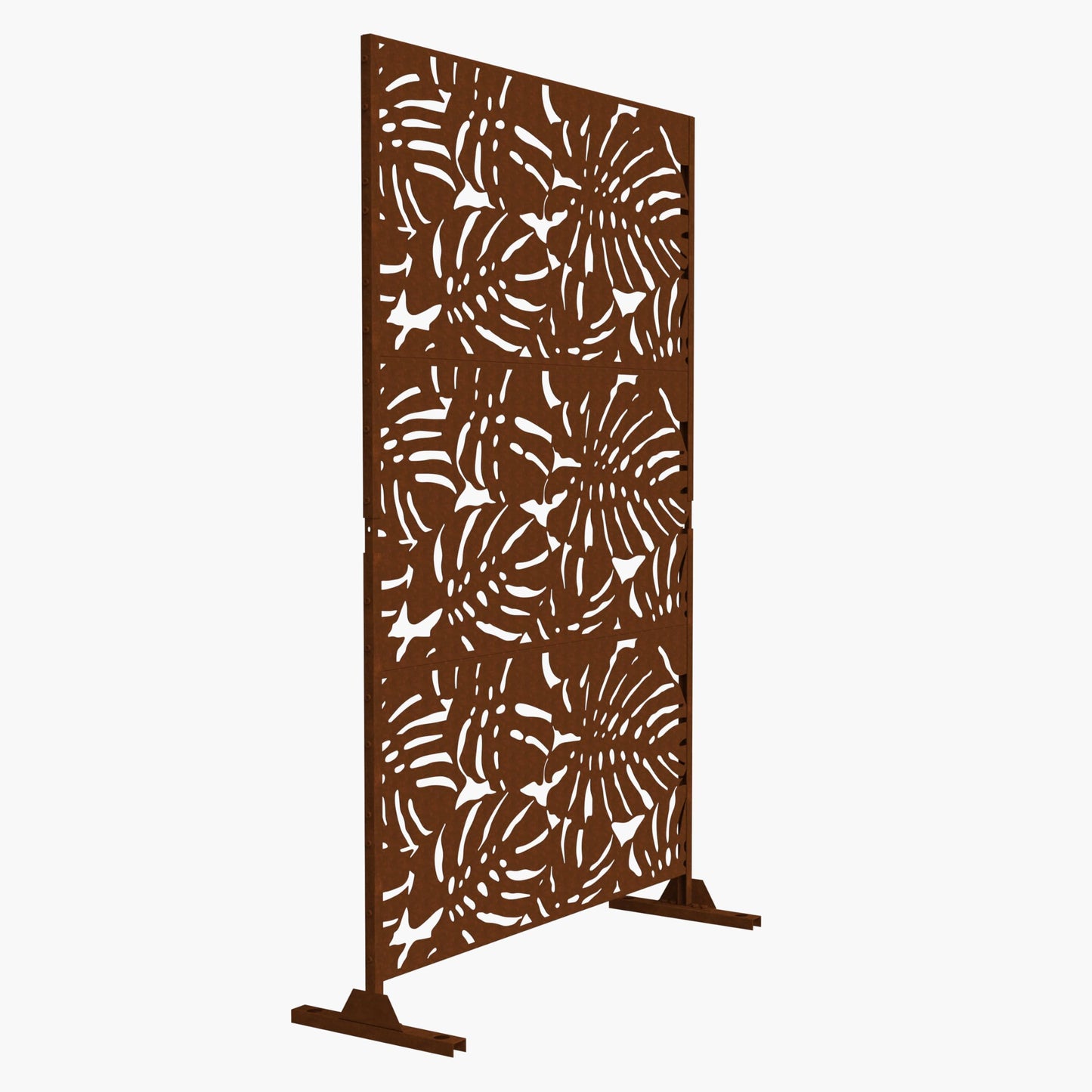 Metal Privacy Screen with Stand, 74" H×47" W Outdoor Privacy Screen for Deck Patio Lawn Garden (Black-Summer)