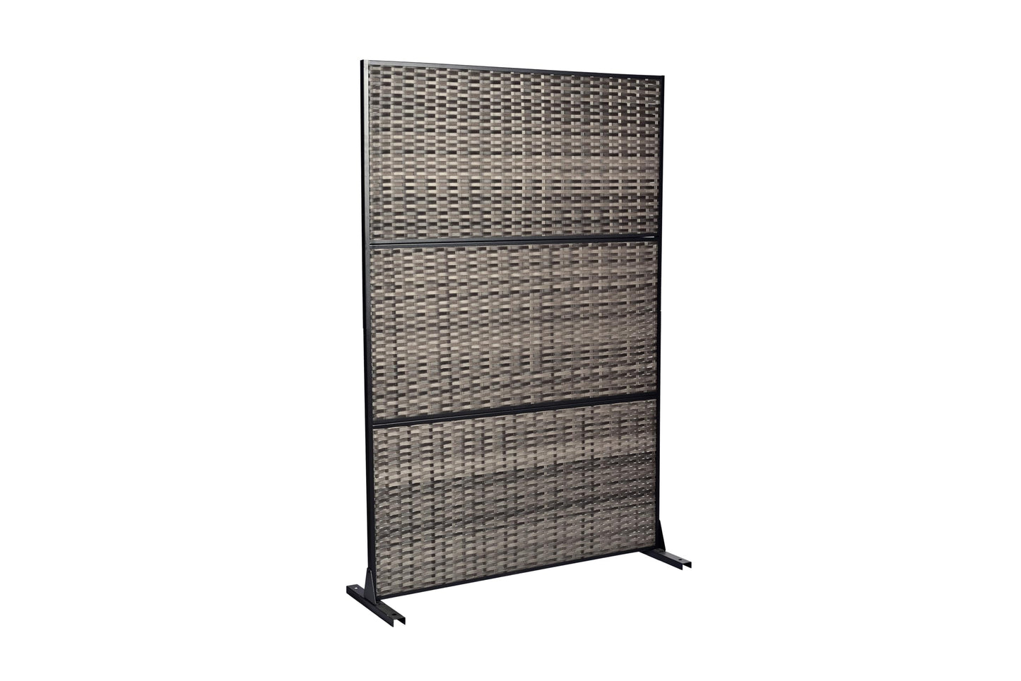 Metal Privacy Screen with Stand, 74" H×47" W Outdoor Privacy Screen for Deck Patio Lawn Garden (Black-Summer)