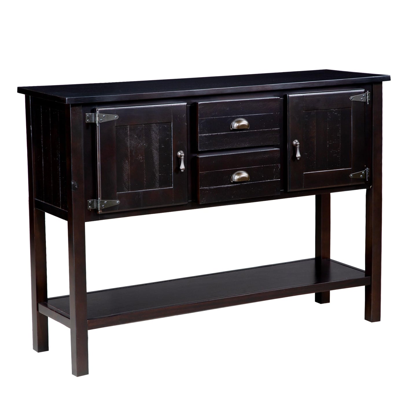 LKTART Farmhouse Sideboard Buffet Cabinet,Solid Wood Sideboard with Storage Drawers and Bottom Shelf,Coffee Bar for Entryway Hallway Foyer,Easy Assembled (46.5" Brown