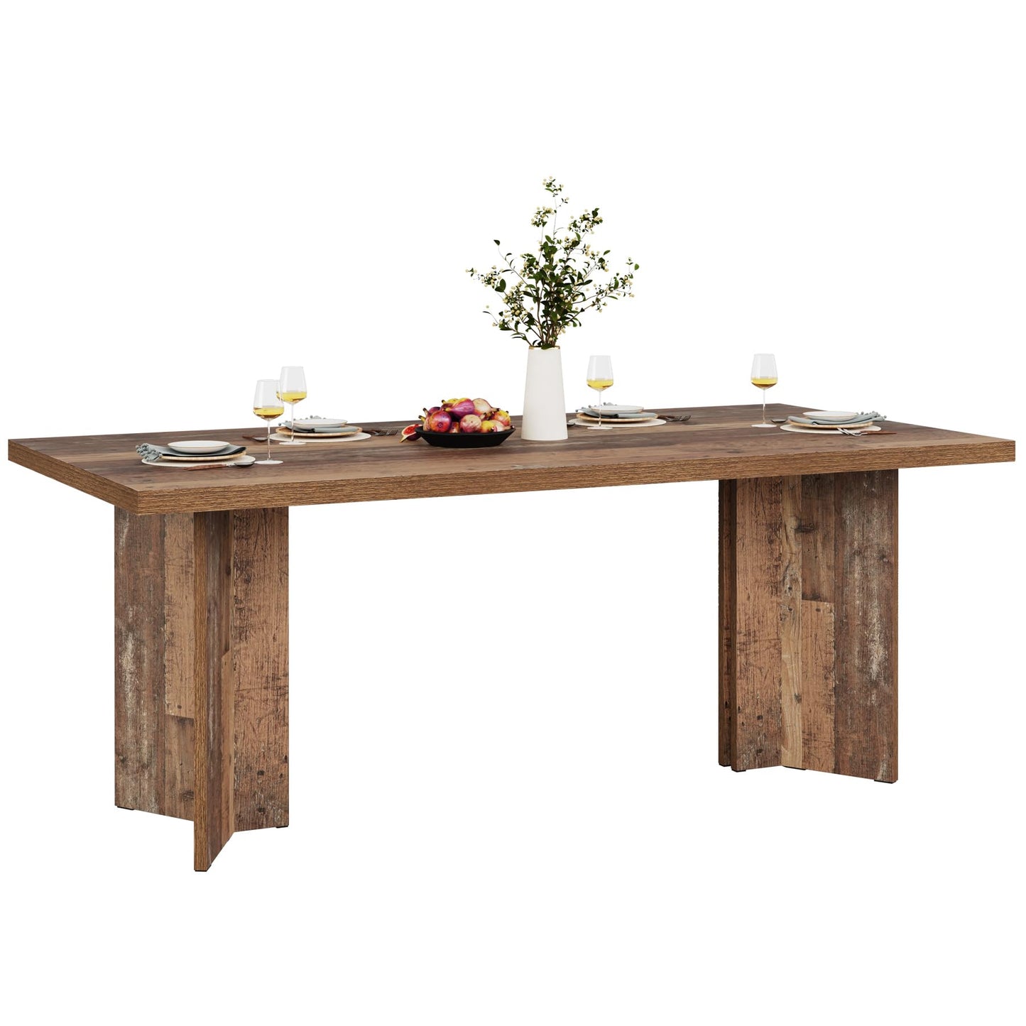 Tribesigns 63-inch Dining Table for 4-6, Farmhouse Kitchen Table with Large Tabletop, Rectangular Dinner Eating Table for Dining Room, Living Room, Kitchen