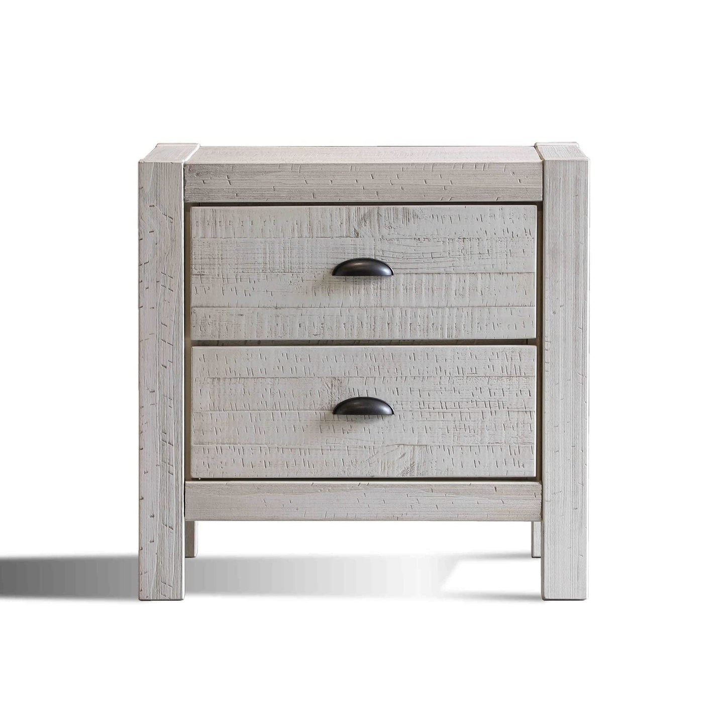 Grain Wood Furniture Montauk 2-Drawer Bedside Nightstand, Solid Wood with Rustic Walnut Finish
