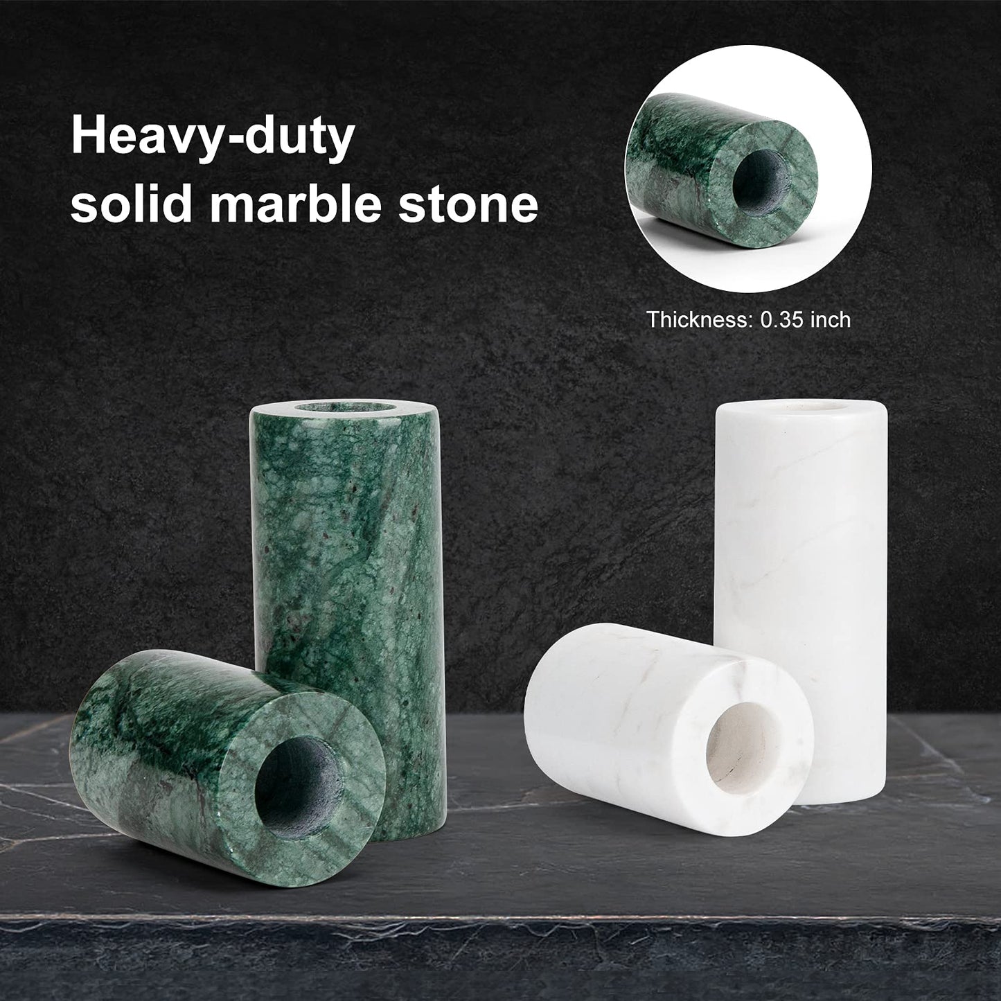 Candle Holders True Natural Marble Set of 2 Decorative Candlestick Holder for Table Centerpieces Home Dinning Party Wedding Birthday Premium Candles Stand for 3/4 inch Candles Beige (ZT017R)