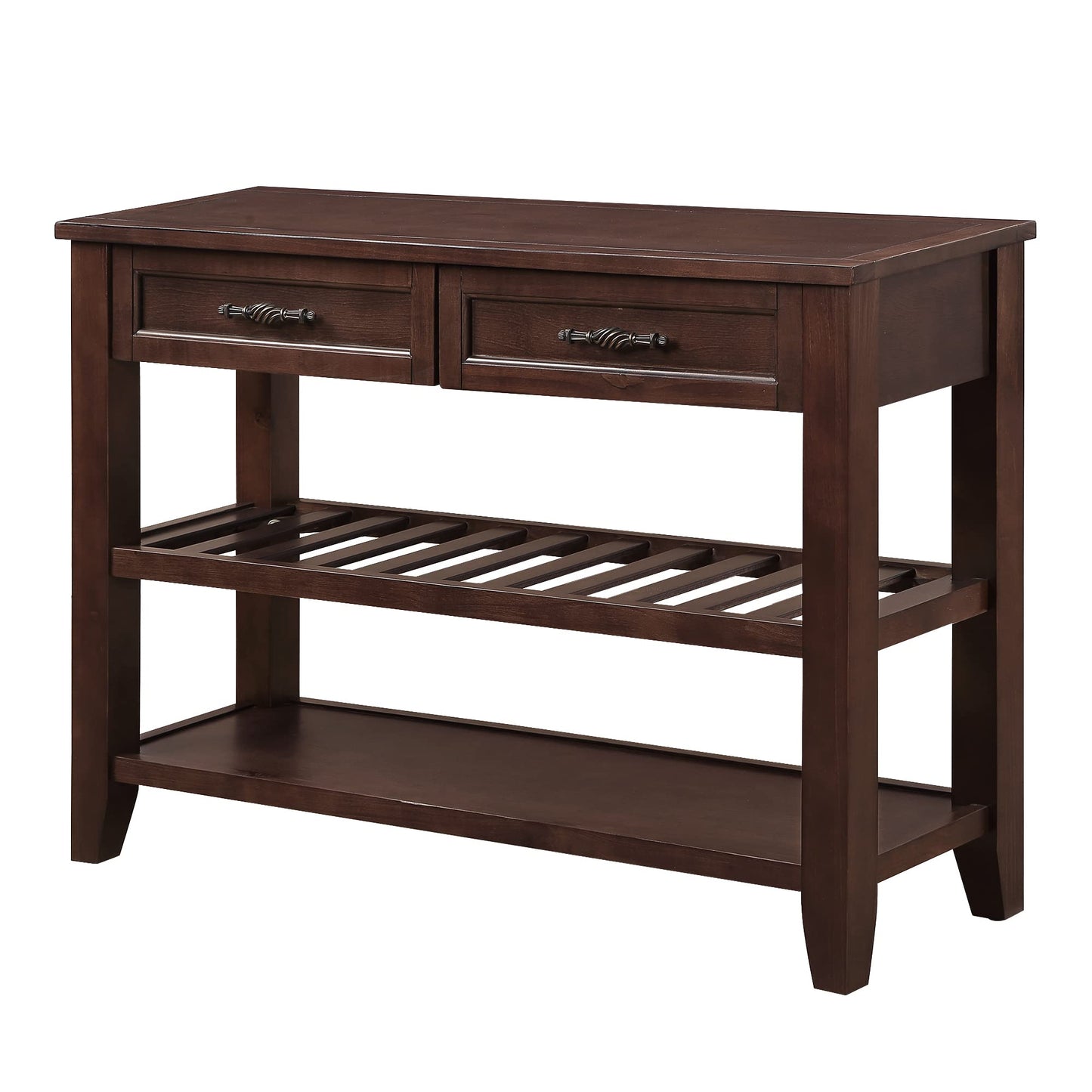 LKTART Solid Wood Console Table Sofa Tables with Drawers and Shelves Small Entryway Table for Living Room,Behind the Couch Table,Foyer(42" Espresso)