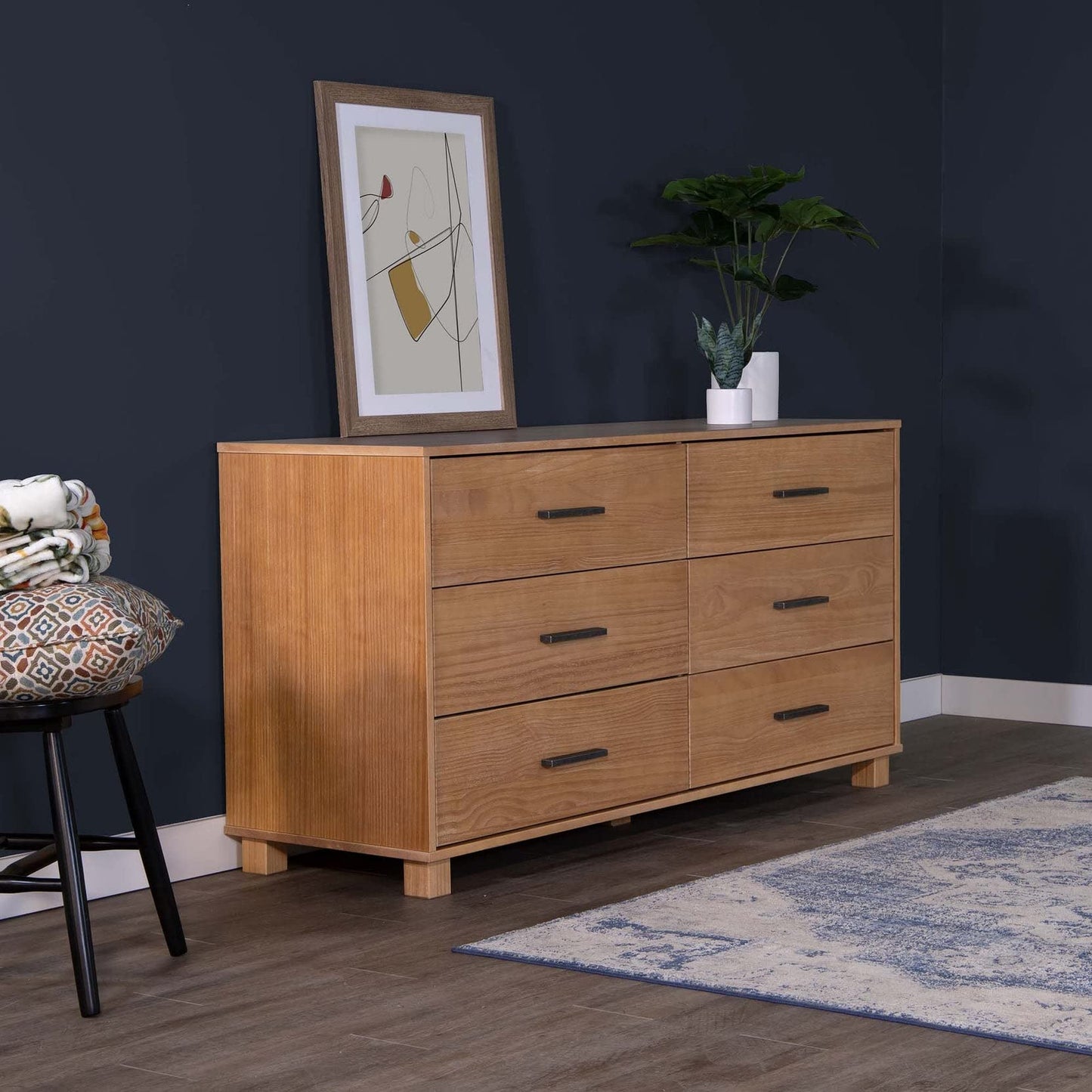 Grain Wood Furniture Loft 6-Drawer Dresser, Solid Wood with Weathered Pine Finish