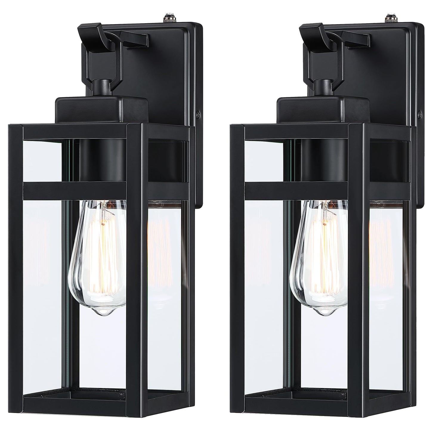 18 Inch Outdoor Wall Light Fixtures, Waterproof Exterior Light Fixtures, Modern Wall Lanterns with Clear Glass Shades, Porch Sconces Lighting for Patio Front Door Entryway Garage, E26 Sockets, 2-Pack