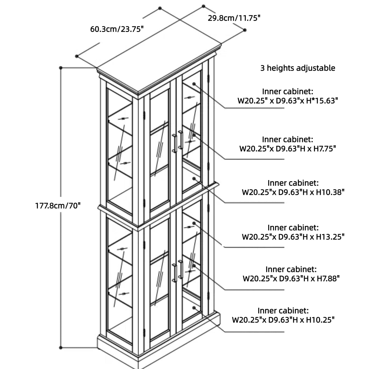 LKTART Curio Glass Display Cabinet with Lighted and Mirrored Back Panel,China Cabinets with Glass Doors,Tall Storage Cabinets with Adjustable Shelves for Curio Collectibles Storage(Cherry)