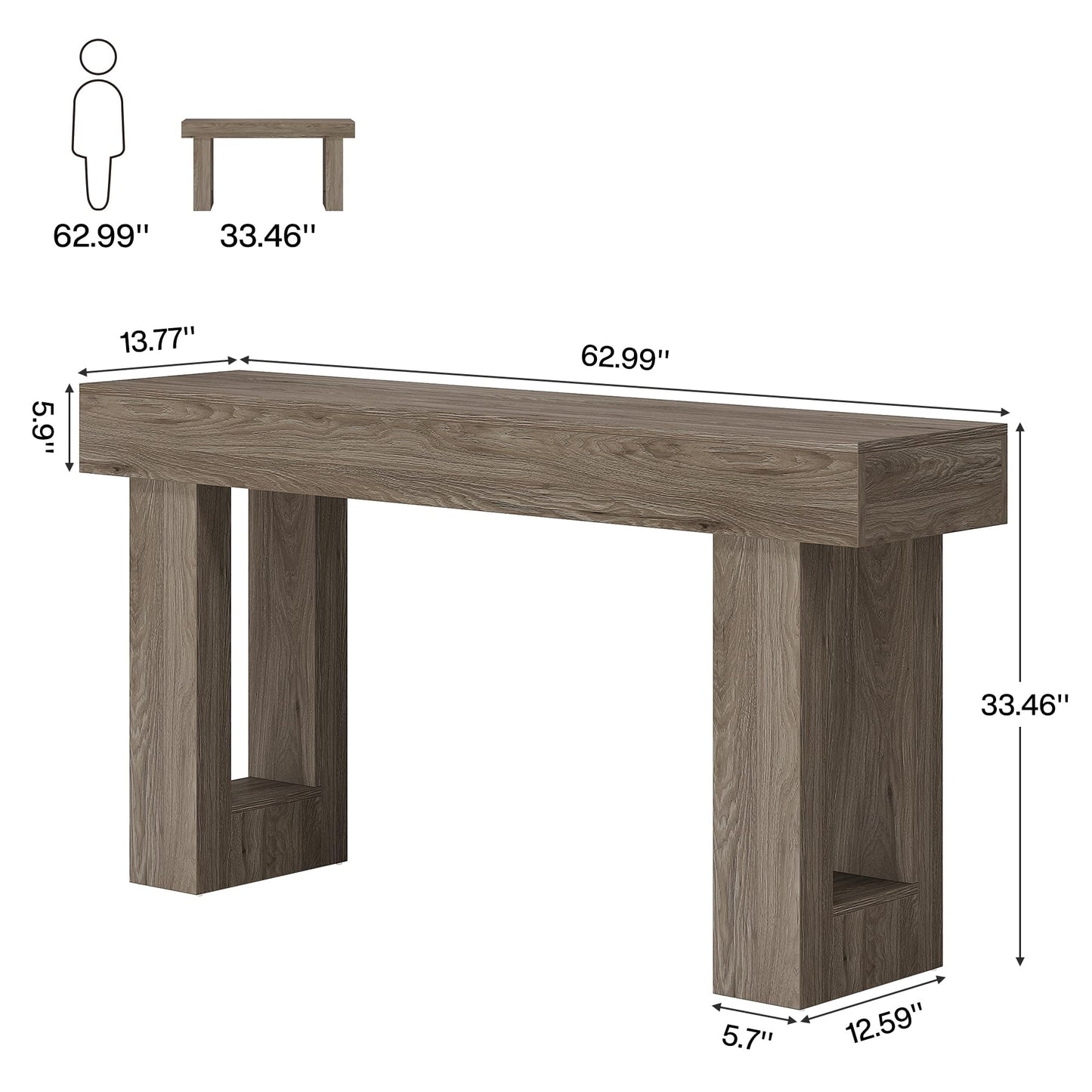 Tribesigns 63-Inch Long Console Table, Wooden Rectangular Sofa Table Behind The Couch, Farmhouse Entryway Table for Entrance, Hallway, Living Room (Natural)