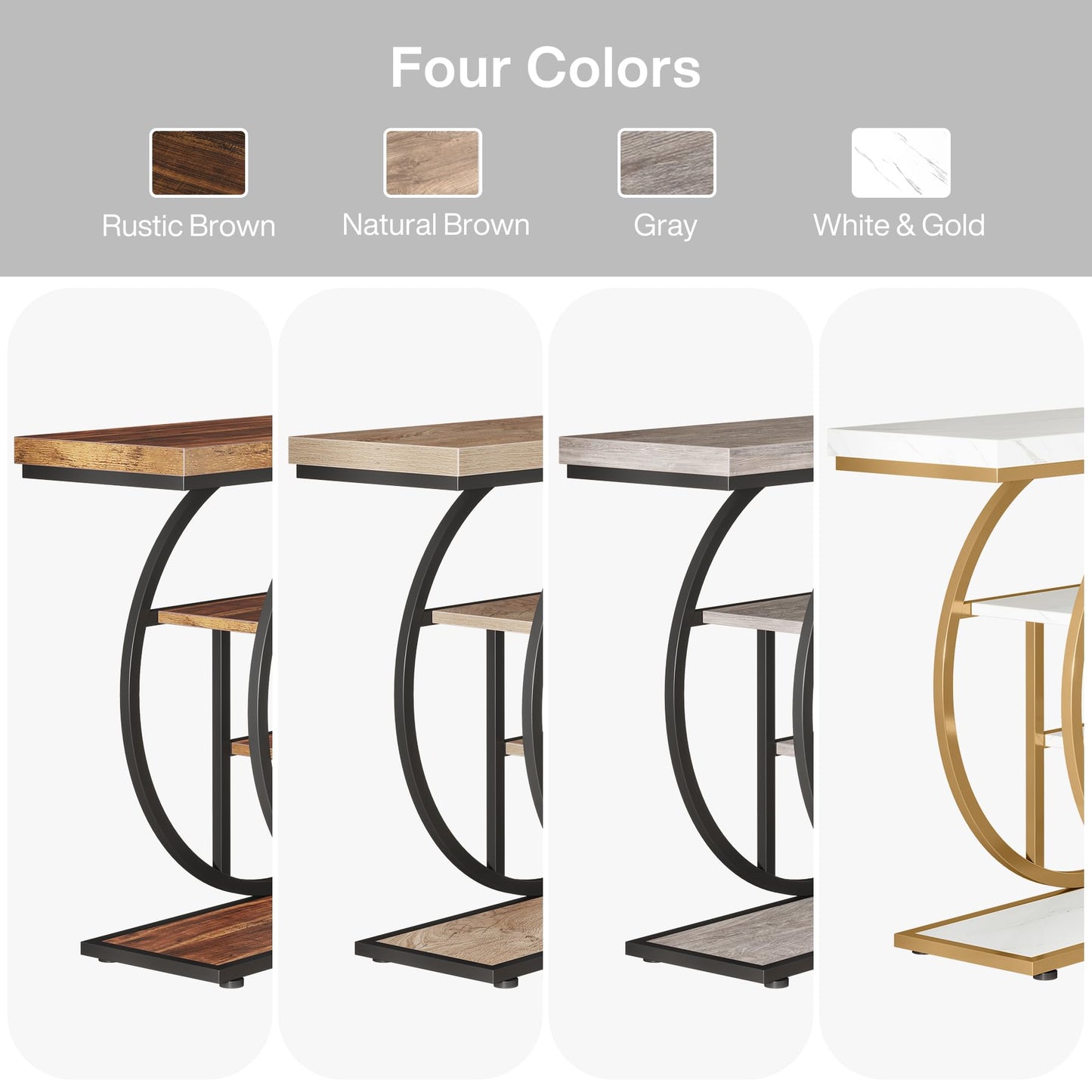 Tribesigns 41.3" Console Table, Industrial 4-Tier Sofa Table Entryway Table with Circle Base, Narrow Wood Accent Tables with Storage Shelves for Living Room, Hallway, Foyer, Rustic Brown