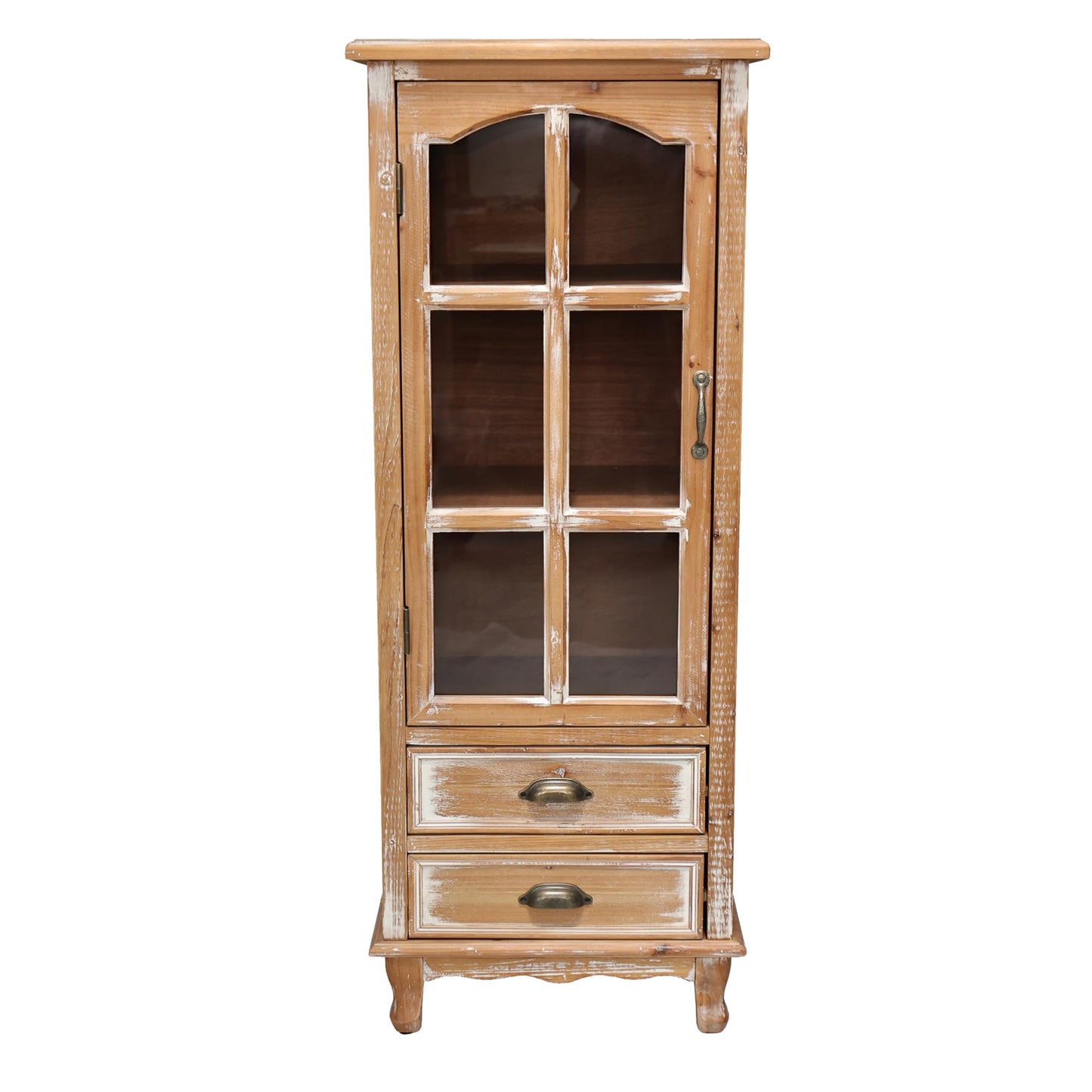 LKTART KTART 55'' Tall Kitchen Pantry Cupboard Storage Cabinet with Shelves & Drawer,French Country Accent Cabinet with Embossed Floral Metal Doors and Solid Wood Frame,Natural Wood