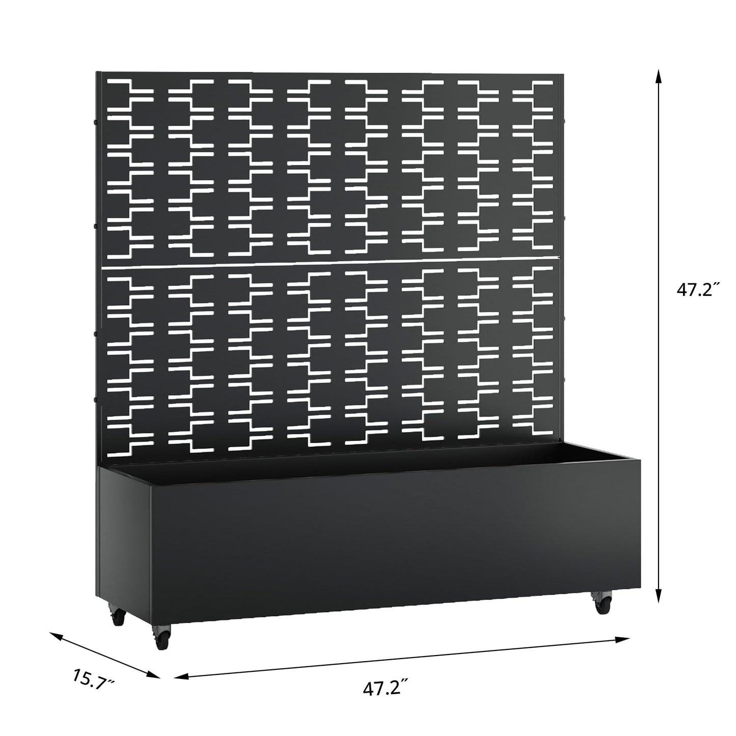 Metal Raised Garden Bed with Trellis and Wheels, 71"x47"x16" Planter Box with Privacy Screen & Drainage Holes, Arched Outdoor Garden Bed for Climbing Plants, Vegetables, Flowers (Black-Square)