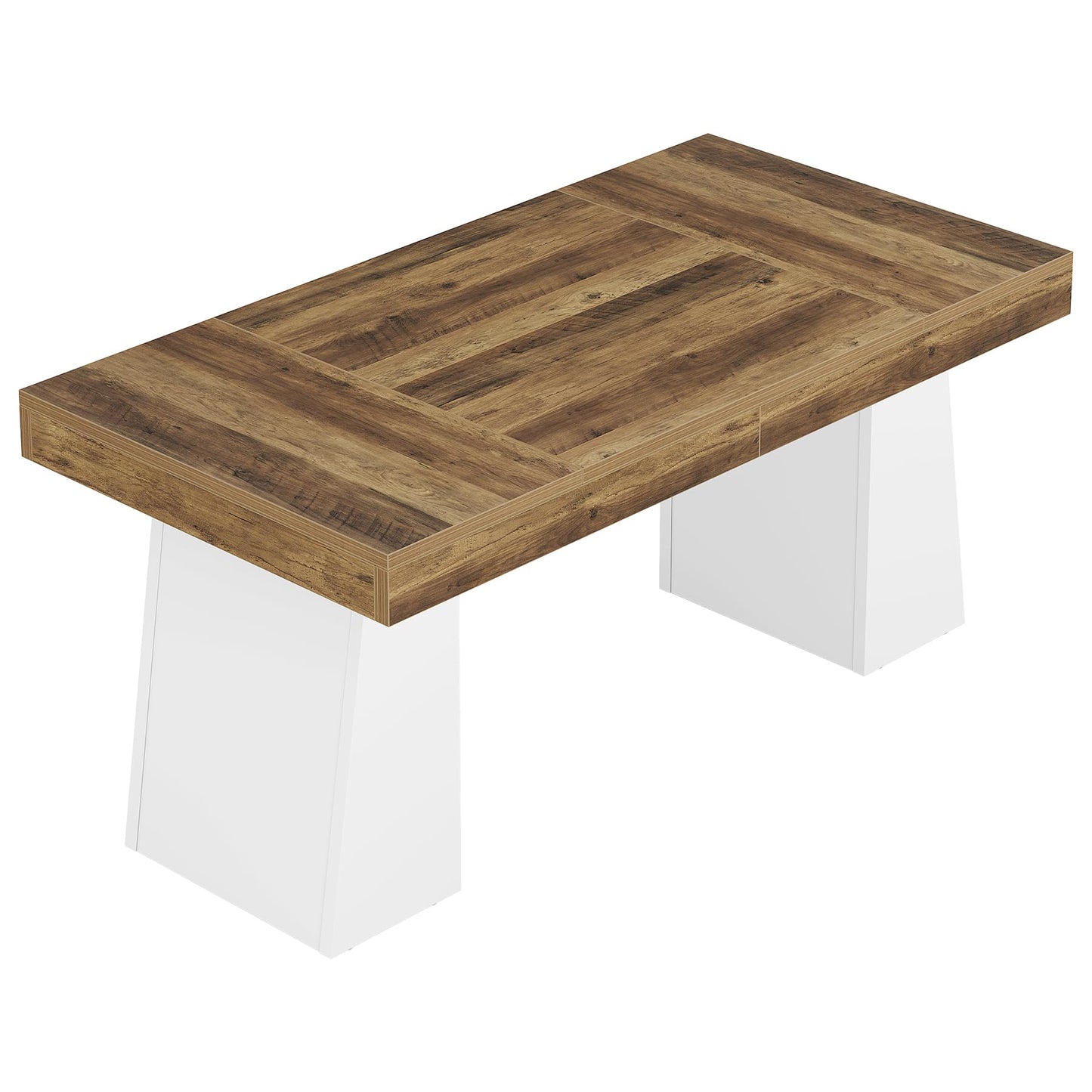 Tribesigns 55 Inches Executive Desk, Mid-Century Modern Home Office Desk, Wood MDF Computer Table Business Workstation Small Conference Table, Light Brown