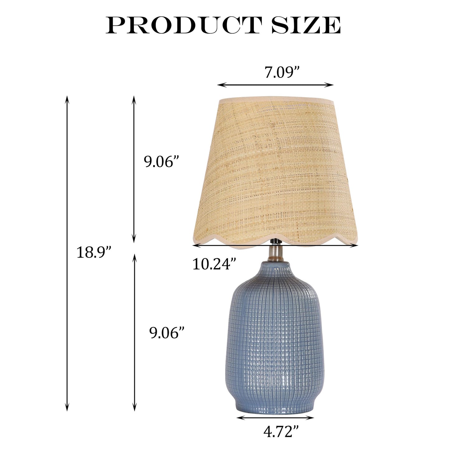 Farmhouse Ceramic Table Lamp, 21" Rustic Table Lamp with Linen Shade, 3-Way Dimmable Bedside Nightstand Lamps for Bedroom, Living Room, E26 Socket, Dark Grey