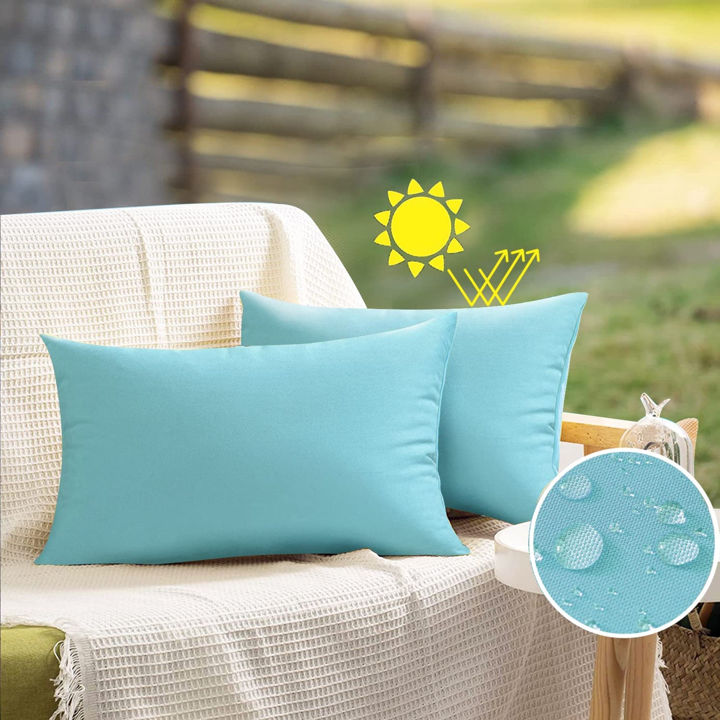 VAKADO Outdoor Waterproof Throw Pillow Covers 18X18 Set of 2 Decorative Green Patio Furniture Summer Cushion Cases Outside Decor for Couch Garden Bench Porch