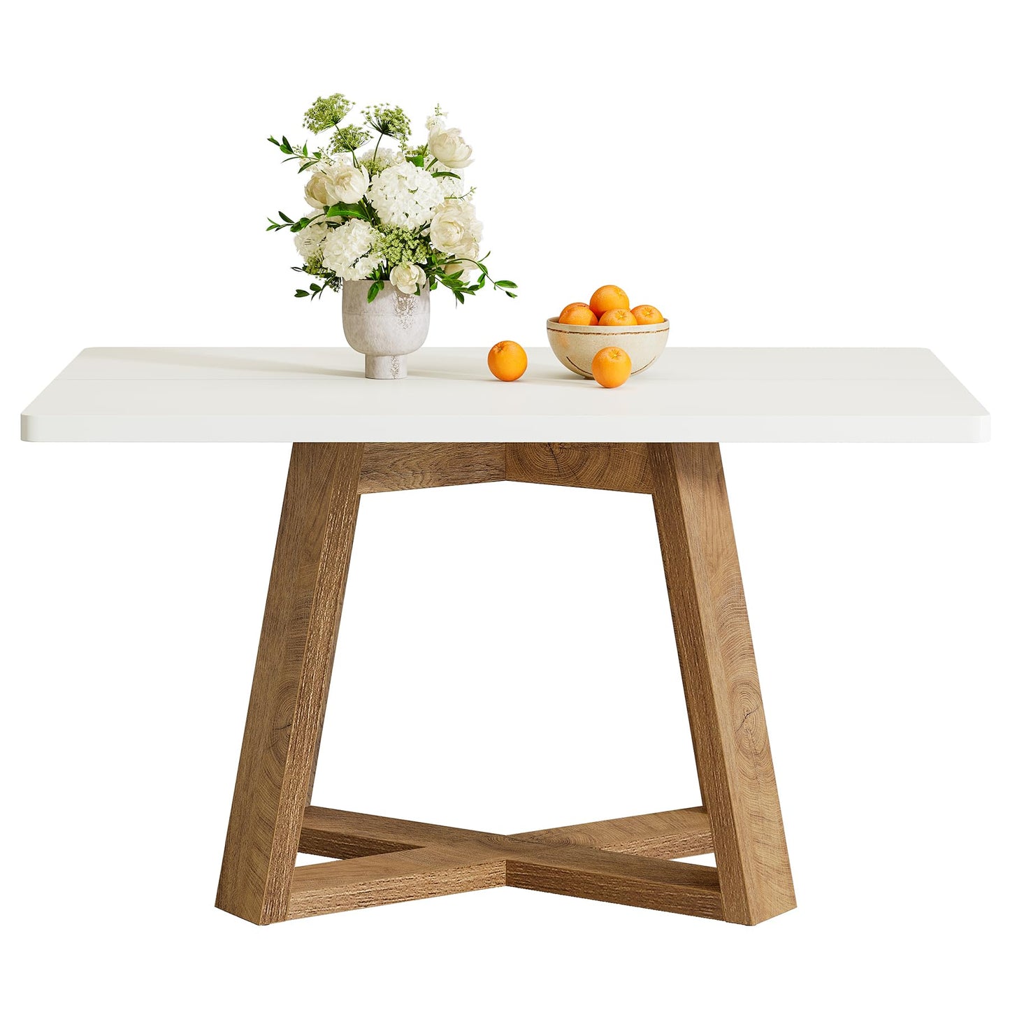 Tribesigns 47-Inch Dining Table for 4 People, Modern Kitchen Table with Wooden Legs, Dinner Table for Kitchen, Dining Room, Small Space, White and Brown