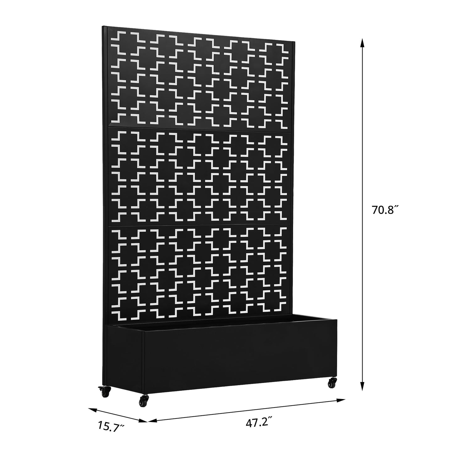 Metal Raised Garden Bed with Trellis and Wheels, 71"x47"x16" Planter Box with Privacy Screen & Drainage Holes, Arched Outdoor Garden Bed for Climbing Plants, Vegetables, Flowers (Black-Square)