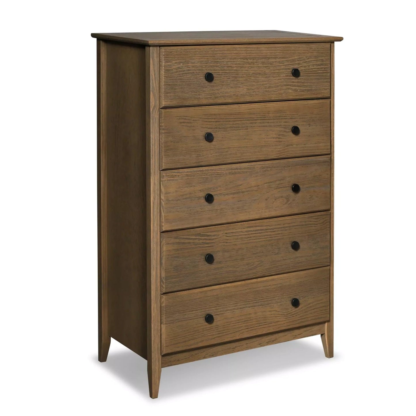 Grain Wood Furniture Greenport 5-Drawer Chest, Solid Wood with Brushed Walnut Finish