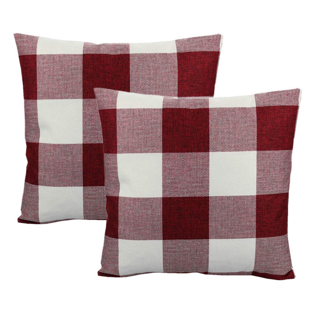VAKADO Outdoor Farmhouse Buffalo Plaids Throw Pillow Covers 18x18 Set of 2 Black White Decorative Classroom Front Porch Classic Decor Retro Boho Cushion Cases Fall Home Rustic Check for Couch Patio