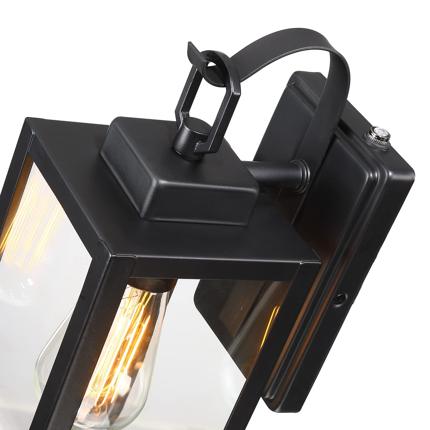 18 Inch Dusk to Dawn Outdoor Wall Light Fixtures, Large Exterior Waterproof Light Fixtures, Black Modern Porch Lights with E26 Sockets & Glass Shades, Wall Sconces for Patio, Garage, Front Door