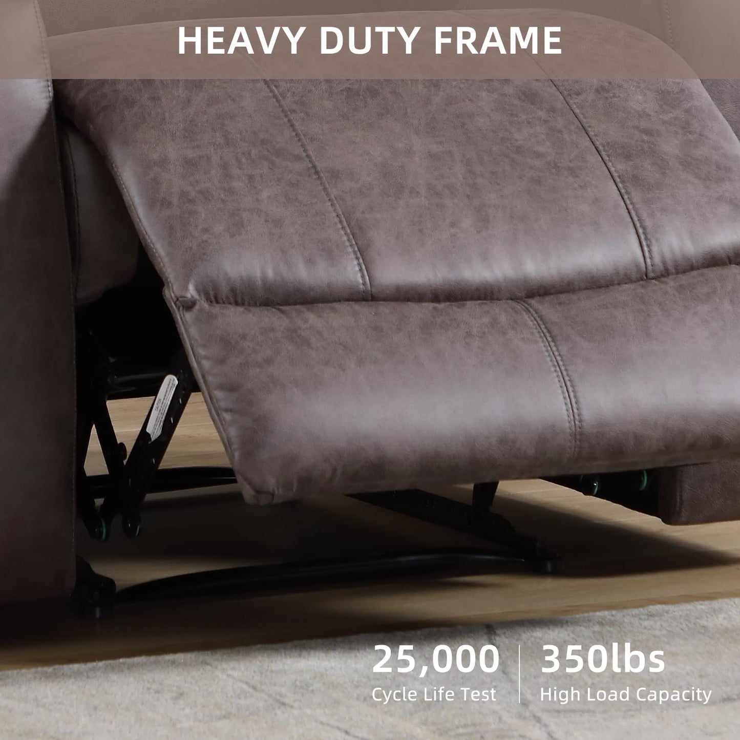 IOMOR Leather Recliner Chair, Manual Recliner Chair for Adults with Overstuffed Arms and Back, Single Sofa Recliner with Cup Holders for Living Room (1, Brown)